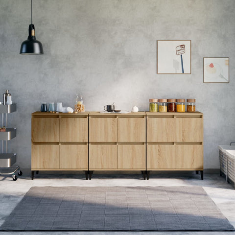 Sideboards 3 pcs Sonoma Oak 60x35x70 cm Engineered Wood 3185778