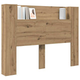 Storage Headboard with LED Artisan Oak Engineered Wood 3418668