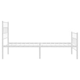 Metal Bed Frame without Mattress with Footboard White 100x200cm 355721