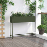 Raised Garden Planter Olive green 100 x 26 x 82 cm Steel 865879