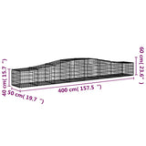 Arched Gabion Baskets 3 pcs 400x50x40/60 cm Galvanised Iron 3145918