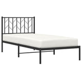 Metal Bed Frame without Mattress with Headboard Black 90x190cm 374429