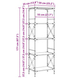 Bookcase 5-Tier Smoked Oak 59x35x171 cm Engineered Wood 837624