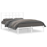Metal Bed Frame without Mattress with Headboard White 140x190cm 355610