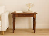 Solid Wood Chestnut Turned Leg Writing Desk, 1 Drawer, Dark Brown B2743P403471