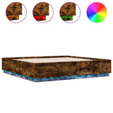 Bed Frame with LED without Mattress Smoked Oak 200x200 cm 3209587