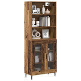 Highboard Old Wood 69.5 x 34 x 180 cm Engineered Wood and Glass 3403177