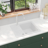 ZNTS Granite Kitchen Sink Single Basin White 144861