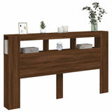 LED Headboard Brown Oak 180x18.5x103.5 cm Engineered Wood 837364