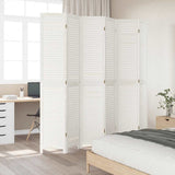 Room Divider 6 Panels White Solid Wood Paulownia 358844