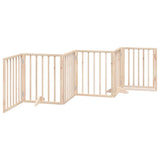 Dog Gate with Door Foldable 6 Panels 300 cm Poplar Wood 352173