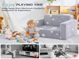 2-in-1 Convertible Toddler Fold Out Sofa Bed with Washable CoverSofa & Glowing Star, Baby Armchair 99775539