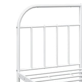 Bed Frame White Powder-Coated Steel Double Bed Frame 353689