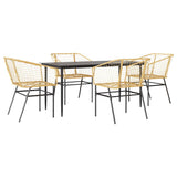 5 Piece Garden Dining Set Brown Poly Rattan Glass 3334495