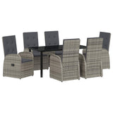 Garden Dining Set with Cushion 7 pcs Grey Poly Rattan 3379496