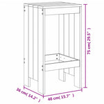 5 Piece Garden Bar Set Grey Solid Wood Pine 3157741