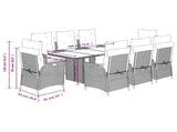9 Piece Garden Dining Set with Cushions Grey Poly Rattan 3213365