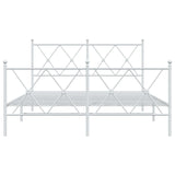 Metal Bed Frame without Mattress with Footboard White 140x190cm 376569