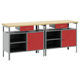 Work Bench Set with Drawer 2 pcs Red and Grey 200 x 55 x 85 cm 3321389