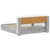 Bed Frame with Storage Grey Sonoma 200 x 200 cm Engineered Wood 3433902