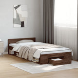 Bed Frame with Drawer without Mattress Brown Oak 75x190 cm Small Single 3280810