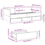 ZNTS Daybed with Drawers without Mattress Smoked Oak 100x200 cm 3280815