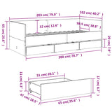 ZNTS Daybed with Drawers without Mattress Smoked Oak 100x200 cm 3280815