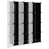 Storage Cube Organiser with 12 Cubes and Doors Black PP 340556
