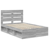Bed Frame Grey Sonoma 135 x 190 cm Solid Pine Wood 3411757