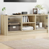 TV Cabinet with Glass Doors Sonoma Oak 102x37x42 cm 836373