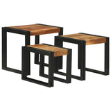 Nesting Table 3 pcs Brown and Black Solid Acacia Wood and Metal 4104728