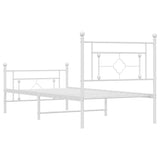 Metal Bed Frame without Mattress with Footboard White 100x190cm 374400