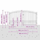 Double Gate with Lock Woerden Grey 400 x 249.5 cm Steel 42008859