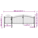 ZNTS Garden Gate Steel 1.5x4 m Black 144362