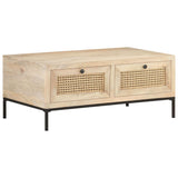 Coffee Table 90x50x37 cm Solid Mango Wood and Natural Cane 323511