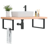 Basin Shelf Wall Mounted Steel and Solid Wood Beech 3302521