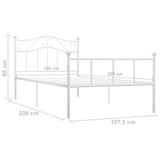 284517 Bed Frame without Mattress White Metal 100x200 cm