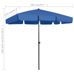 Beach Parasol Azure Blue 200x125 cm 314734