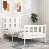 Bed Frame without Mattress White Small Single Solid Wood Pine 3192192