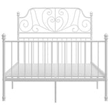 Bed Frame White Powder-coated metal Double Durable Bed Frame 324848