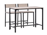 3 Pcs Table Stool Set Industrial Design w/ Metal Frame Oak Tone MDF Panels Minimal Compact Beautiful T3398P328345