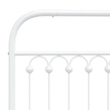 Metal Bed Frame without Mattress with Footboard White 120x200cm 376665