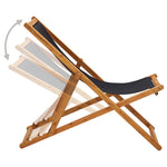 ZNTS Folding Beach Chair Eucalyptus Wood and Fabric Black 310316