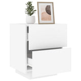 Bedside Cabinets with LED Lights 2 pcs White Engineered Wood 836736