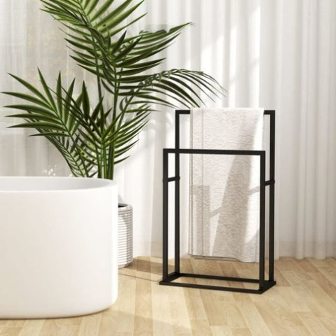 ZNTS Freestanding Towel Rack Black 48x24x78.5 cm Iron 336127