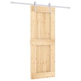 Sliding Door Natural and White 80 x 210 cm Solid Pine Wood 3444958