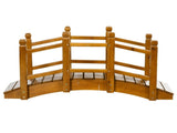 Wooden Garden Bridge with Safety Railings, Arc Footbridge for Pond Backyard Stream, Brown T3398P555942