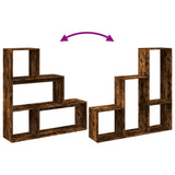 Room Divider Bookcase 3-Tier Smoked Oak 123x29x123 cm Engineered Wood 857989