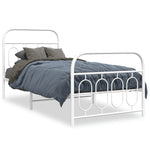 Metal Bed Frame without Mattress with Footboard White 90x190cm 377176