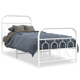 Metal Bed Frame without Mattress with Footboard White 90x190cm 377176